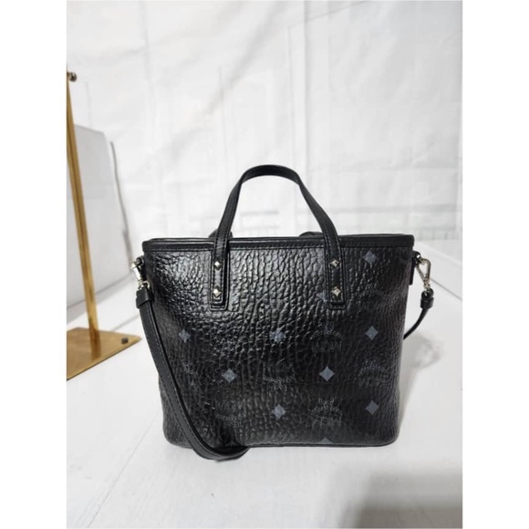 Authentic MCM Mini Tote Bag Black/Grey - Picture 4 of 13